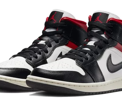 Air Jordan 1 Mid ‘Black Sail Gym Red